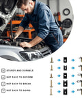 Shop Grade 170 Piece Auto Trim U Clip And Screw Kit with galvanized screws shown with mechanic using tools on car engine.