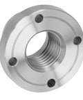 Heavy Duty Alloy Steel Wood Lathe Faceplate With 2 Inch Build Fits 1 X 8 TPI Spindle, detailed view of inner threads.