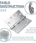 Amazon 4.5 x 4.5 inch heavy-duty stainless steel door hinge set, brushed nickel finish, ball bearing, 6-pack