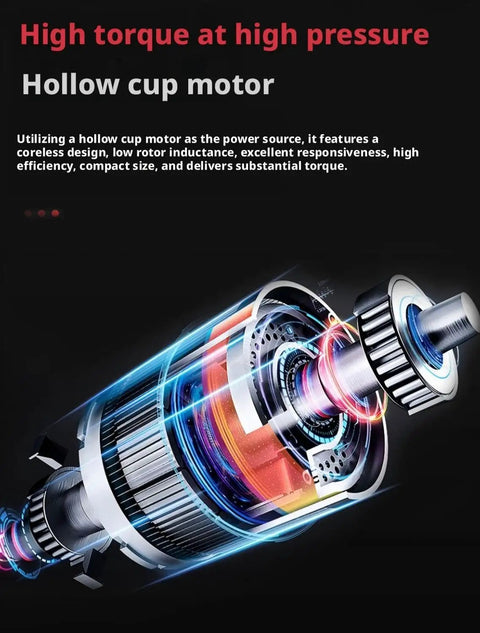 Premium 11Kg Digital Servo Motor Featuring A Blazing Fast Hollow Cup Coreless System And Knockout Full Metal Gears for RC Cars, close-up of hollow cup motor.