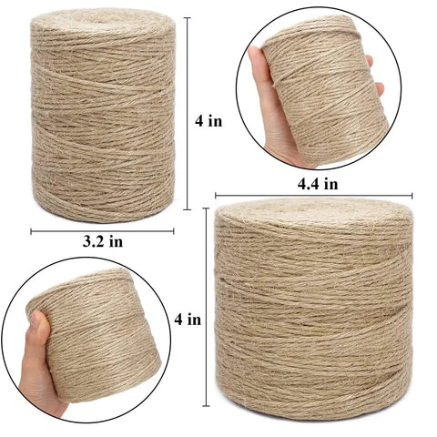 1000 Ft 3Mm Natural Jute Twine Rope Heavy Duty Garden String for Bundling Crafts Gift Wrapping Packing Wedding Decor and Christmas DIY Projects Bulk Roll