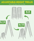 Heavy Duty Cucumber Trellis With Adjustable 17 To 50 Inch A Frame, All Metal Mesh Design, Rust Proof And UV Resistant, diagram