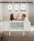 Family with toddler using 36 Inch Portable Bed Rail For Toddlers Foldable Travel Guard For Twin Beds And Camper Bunks Easy Setup