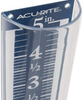 Close-up of 5 Inch Capacity Magnifying Rain Gauge With Easy To Read White Numbers, Acrylic Weather-Resistant Build, 35 Percent Magnification