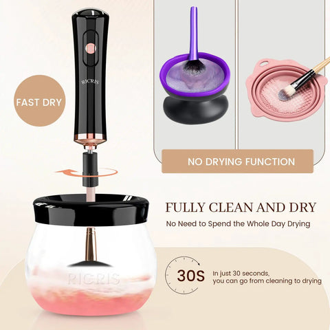 Electric Makeup Brush Cleaner And Dryer Machine For Quick Clean And Dry Makeup Brushes Automatic Cosmetic Brush Spinner Washer Is A Game Changer For Busy Mornings Fast Hands Free Cleaning And Drying