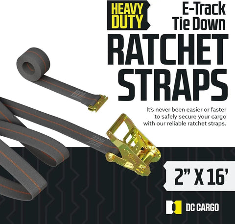 Heavy Duty E Track Tie Down Kit With Four 2x16 Ratchet Straps Eight Tie Offs Six O Rings And One E Track Cargo Bag A Tough Cargo Securement Bundle For Trucks RVs Bikes Trailers And Boats
