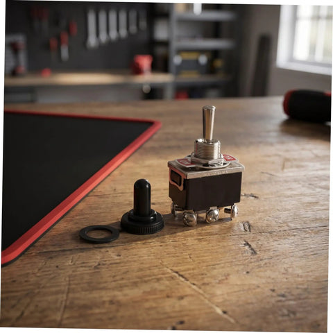 Four Pack Toggle Rocker Switches With Pin Position For Electrical Control Buttons, heavy duty metal toggle switch on wood table