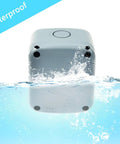 IP66 Weatherproof Electrical Junction Box Enclosure For Outdoor Electronics, Dustproof And Rugged Waterproof ABS Plastic, Gray, 3.3x2.8x2.3 Inch, Project Box, 100 Pack, gray box in water splash view