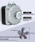 18-25 Shaded Pole Motor 120V 60Hz 18W 1.01A 1550 RPM Four Pole Fan showing dimensions and fan blade positions