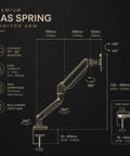 Diagram of Top Tier Heavy Duty Nail Dust Collector With Crisp Led Lamp And Flexible Rotating Arm dimensions and specifications.