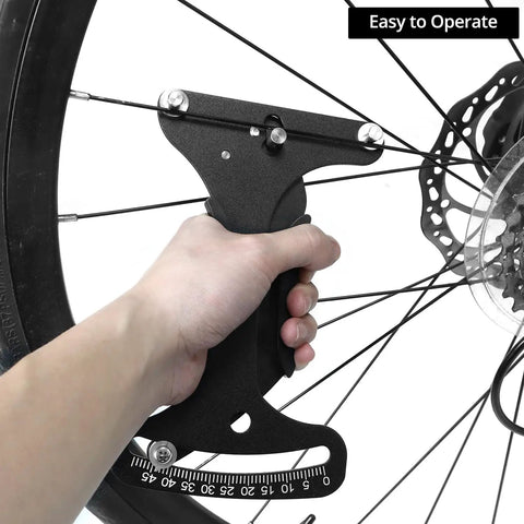 Using High Precision Aluminum Bicycle Spoke Tension Meter Tool For MTB And Road Bikes With Easy Readout on bike wheel