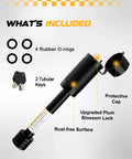 Trailer Hitch Lock Pin 5/8 Inch For 2 Inch And 2.5 Inch Receivers with protective cap, keys, and rubber O-rings.