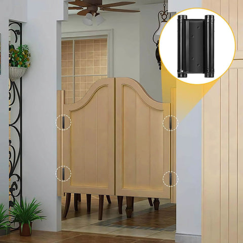 Double Action Spring Hinges for Double Swing Doors, Saloon and Cafe Pub Doors, 6 Inch 201 Stainless Steel Hinges, Black Finish