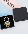 Camper Keychain For RV Lovers And Road Trip Fans in black gift box with 'Keys to the Camper' engraving, durable stainless steel.