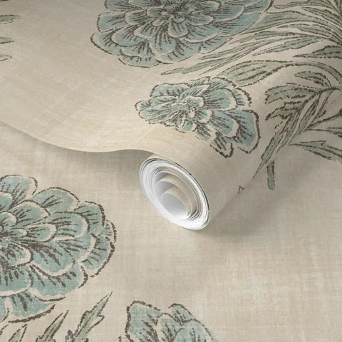 Fresh Blue Floral Removable Wallpaper Featuring A No Sweat Pre Pasted Formula that glides on smooth in floral design.