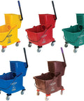 Commercial Mop Bucket With Side Press Wringer 26 Quart Capacity Heavy Duty Polypropylene in 5 colors, shown front view