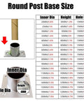 Heavy Duty Stainless Steel Post Base Sleeve For 6x6 4x4 2x2 8x8 Fence Posts, Anchor Base Bracket Flange Railing Holder with sizing chart