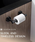 Matte Black Toilet Paper Holder 2 Pack Wall Mount Modern Roll Rack For Bathroom No Slip Design Keeps Roll From Slipping And Easy Refill Change Rust Resistant Stainless Steel wall-mounted on wood panel