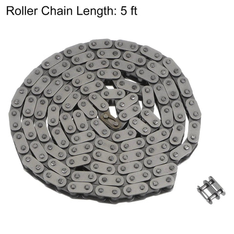 Beefy Heavy Duty Roller Chain Three Eighth Inch Pitch With Six Point Three Five Millimeter Rollers Five Feet Long One Hundred Sixty Links Carbon Steel Industrial Drive Chain for motorcycles and machinery
