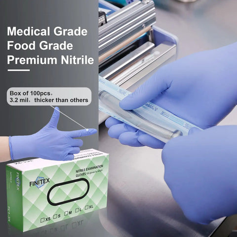Heavy Duty Nitrile Disposable Medical Exam Gloves Ice Blue 3.2 Mil Powder Free Latex Free 1000 Count Large in use for medical exam