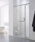 Heavy Hitter Solid Brass Shower Door Hinges, 180 Degree Smooth Swing Pivot Kit installed on modern glass shower.