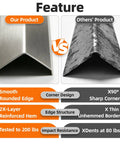 Comparison of Heavy Duty 304 Stainless Steel Wall Corner Guards 1X1X48 Inches with rounded edges against traditional sharp corner guards.