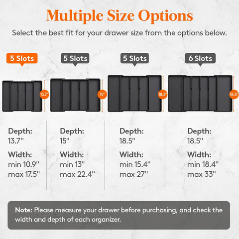 Expandable Utensil Drawer Organizer For Kitchen Drawers With Adjustable Cutlery Tray And Silverware Holder Plastic Spatula Tools Storage Divider Retractable 11 To 18 Inch Wide And 14 Inch Deep Black size options