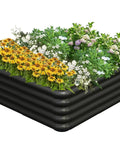 Tool Free Raised Garden Bed Kit 3x3x1ft For Outdoors Snap Together No Tools Needed Rustproof PP Planter Box with flowers