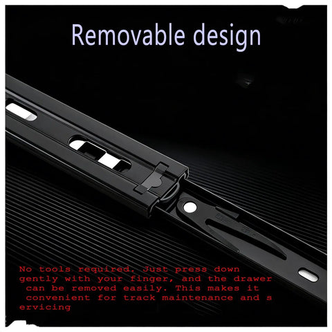 Heavy Duty Drawer Runners Slide Rail System With Boss Level Smooth Glide, Premium Upgrade Professional Elegant Steel Ball Bearings, Durable Metal Track For Cabinets, Kitchen Drawers, Tool Chests, Quiet Operation, No Jamming removable black steel drawer slide