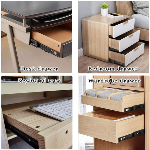 Six Pack 20 Inch Drawer Rails With Ball Bearing Beefy Heavy Duty Drawer Slides Side Mount Screws Included Black Finish installed in various drawers