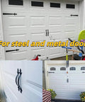 Magnetic Decorative Garage Door Hardware Set With 4 Faux Hinges And 2 Handles In Black Finish for steel and metal door.