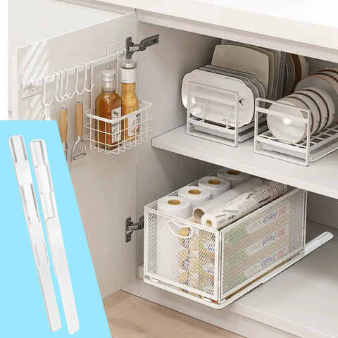 Image of Six Piece Adhesive Cabinet Sliders With Heavy Duty Self Adhesive Tape For Pull Out Drawer Organizers And Storage Bins Easy Diy Install showcasing organized kitchen pantry and cabinet.