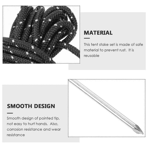 Heavy Duty Tent Stakes and Pegs Kit with Windproof Ropes and Hammer Storage Bag Included for Camping Hiking Beach Shelters