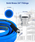 Heavy Duty Industrial Compressor Air Hose Three Quarter Inch By Twenty Five Feet with solid brass fittings and dimensions.
