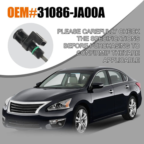 Black sedan car next to text showing OEM 31086JA00A for CVT Transmission Dipstick Replacement For Clear Oil Level Readings