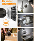 5 Piece Drill Wire Brush Set With One Quarter Inch Hex Shank Heavy Duty Carbon Steel Crimped Bristles For Rust Busting Removal