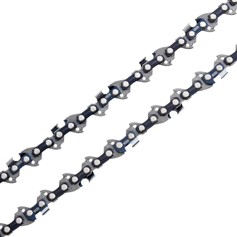 Close-up of Three Pack 16 Inch Chainsaw Chain Three Eighths Inch LP Pitch.050 Gauge 56 Drive Links Semi Chisel