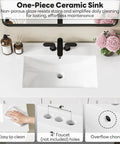 Modern 36 Inch Bathroom Vanity With Integrated Sink And Effortless Soft Close Drawers White Engineered Wood Cabinet with one-piece ceramic sink.