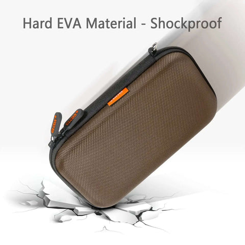 Brown Shockproof Eva Hard Case Travel Cord Organizer Pouch Bag For Universal External Hdd on cracked surface highlighting durable material.