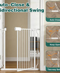 Extra Wide Walk Through Baby Gate With Door 67 To 71.5 Inch Wide Pressure Mounted No Drill Metal Auto Close Gate for stairways