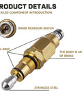 Pressure Washer Pump Unloader Valve Rebuild Kit with brass body, stainless steel tip, O-ring, inner hexagon notch