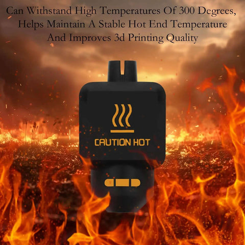 10 Pack Silicone Sock For P2S 3D Printer Hotend Cover Nozzle Boot in flames showing high temperature tolerance and protection.