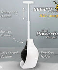Heavy Duty Toilet Plunger Featuring Signature Beehive Shape And Drip Free Carry Handle That Blasts Away Stubborn Clogs Quick On Any Toilet Model crafted from durable rubber with a telescoping handle.