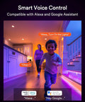 Smart LED Flush Mount Ceiling Light With WiFi And Alexa Voice Control in a home interior with purple lighting effect