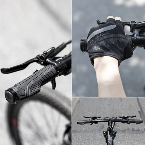 Mountain Bike Grips Lock On Aluminum Clamp Handlebar Grips For MTB BMX Ergonomic Design on handlebars, close-up of textures