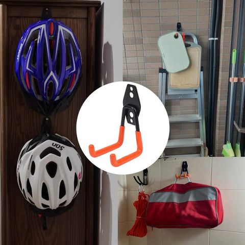 Heavy Duty Garage Storage Hooks 2 Pack Wall Mount Tool Organizer for hanging helmets, ladder, bag, and ropes in garage