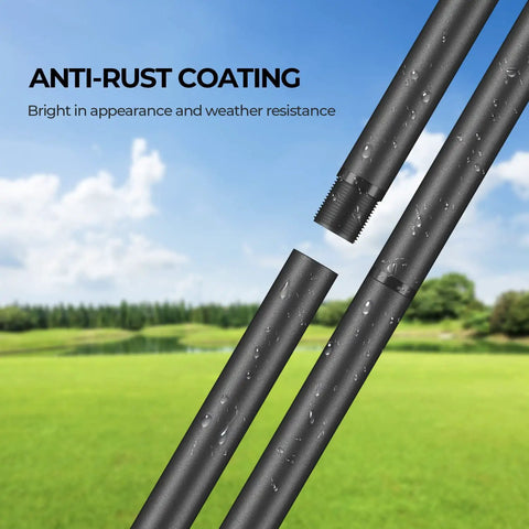 Squirrel Proof Bird Feeder Pole Kit With Ground Forks And Mount 80 Inch Bird House Pole Stand showing anti-rust coating