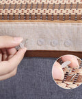 Keep Your Sheets Locked Down, Flat Out Stop Slipping On Frames, Heavy Twist Anchors For Bedskirts And Slipcovers being used to secure bedding.