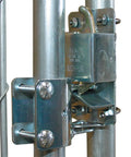 Close-up of Legit Lockable Two Way Livestock Junior Gate Latch Kit Premium Farm Fence Hardware For Cattle Handling Built Different For Reliable Daily Ranch Grind Heavy Duty Steel Construction.