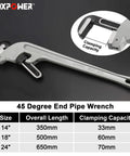 24 Inch Offset Pipe Wrench Aluminum Light As A Feather Yet Tough As Nails With 2.7 Inch Jaw Opening Up To 70 mm Clamping Capacity